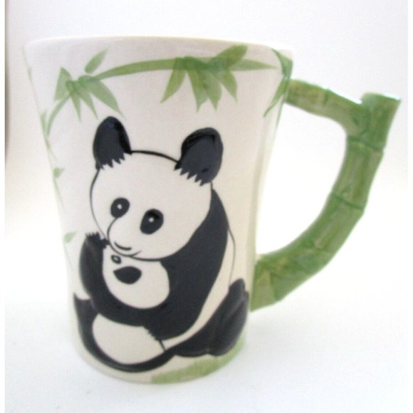 Pier 1 Imports Coffee Mug/Cup - 3D Panda Cub -Bamboo Handle Hand Painted Retired - Picture 7 of 12